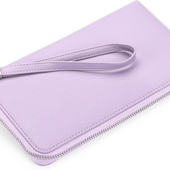 Womens Wallet RFID Blocking Leather Zip Around Wallet Large Capacity Long Purse - Picture 4 of 7